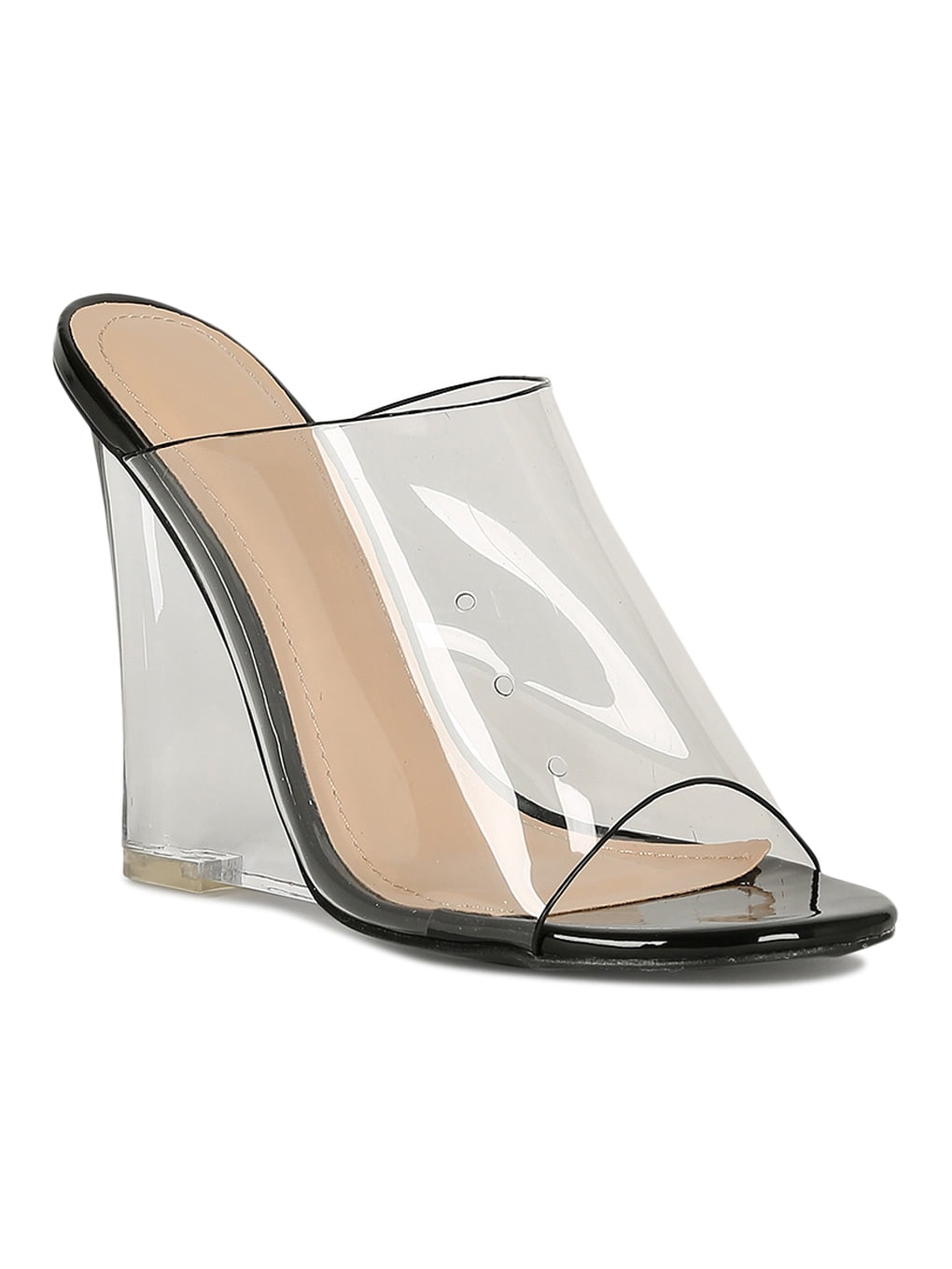 perspex wedge mules