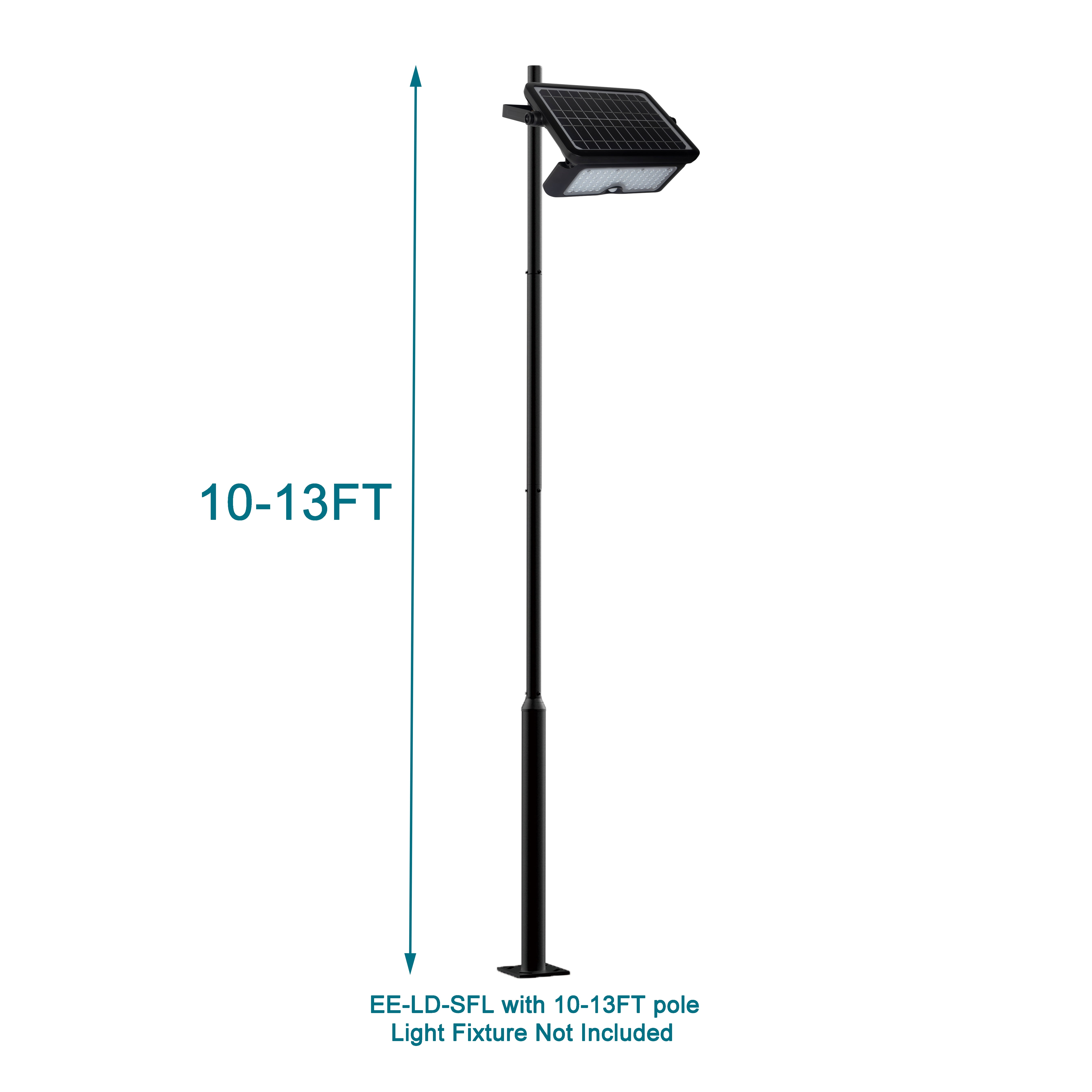 Outdoor Universal Light Post Pole 2.5–13 ft – Adjustable Black Metal Lamp Post with Metal Rebar Cage, Heavy-Duty Outdoor Street Yard Lighting Support