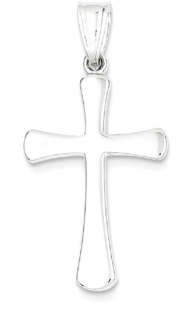14kt White Gold Cross Religious Pendant Charm Necklace Latin Fine