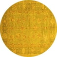 thumbnail image 1 of Ahgly Company Machine Washable Indoor Round Oriental Yellow Traditional Area Rugs, 4' Round, 1 of 4