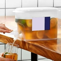 3.5L Insulated Cold Water Dispenser Bucket with Faucet - White Plastic Refrigerator Beverage Container for Iced Tea,Lemon Water & Cold Brew Drinks