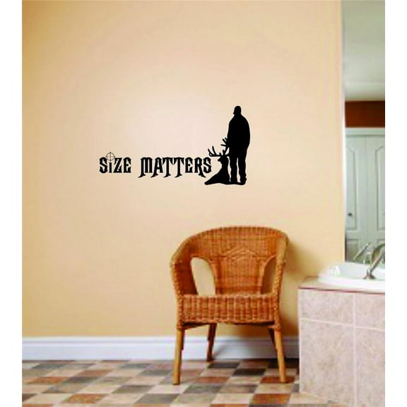 Design With Vinyl Size Matters Man Artwork hunting Deer With Hunter Big Game Buck Wall Decal for Family - Man Buck Animal Bow & Arrow Hunting Hunter Themed Decal - Size: 16 In x 29 In