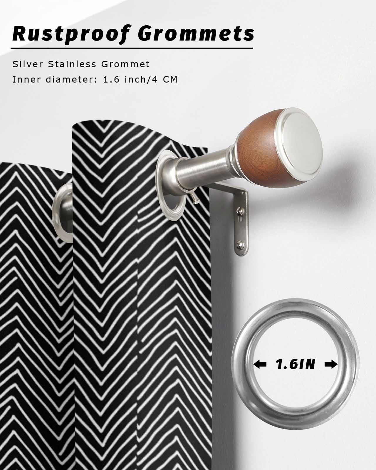 Black White Stripe Outdoor Curtains for Patio, Modern Abstract Art Moire Striped Privacy Drapes Grommet Waterproof Outside Curtains for Porch/Cabana/Balcony 54"x 108", 1 Panel