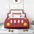thumbnail image 6 of HICOMILA Race Car Bed Frame for Boys＆Girls with Wheels, Twin Size Car Beds PU Leather Wooden,Twin Platform Bed for Girls＆Boys Bedroom, Red, 6 of 11