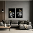 thumbnail image 2 of ZHONGYUTONG Lion and Lioness Canvas Wall Art 2 Pieces Lion King with Gold Crown Poster Prints Wild Animal Pictures Black and White Artwork Office Decor (24.00" x 36.00" x 2PCS), 2 of 6