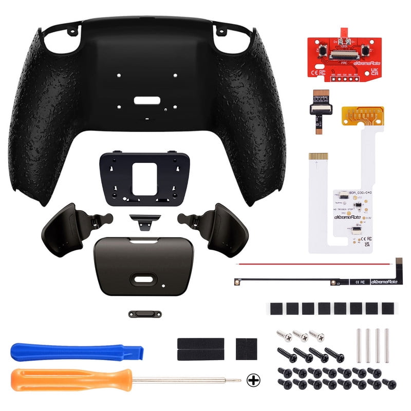 eXtremeRate Textured Black Real Metal Buttons RMB RISE V3 Remap Kit for PS5 Controller BDM-030 040 050, Upgrade Board Redesigned Bottom Shell Programable Back Buttons for PS5 Controller -NO Controller
