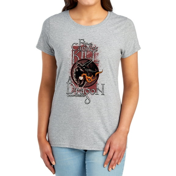 Game of Thrones Fire Cannot Kill A Dragon Women's T Shirt,Athletic Heather, Small