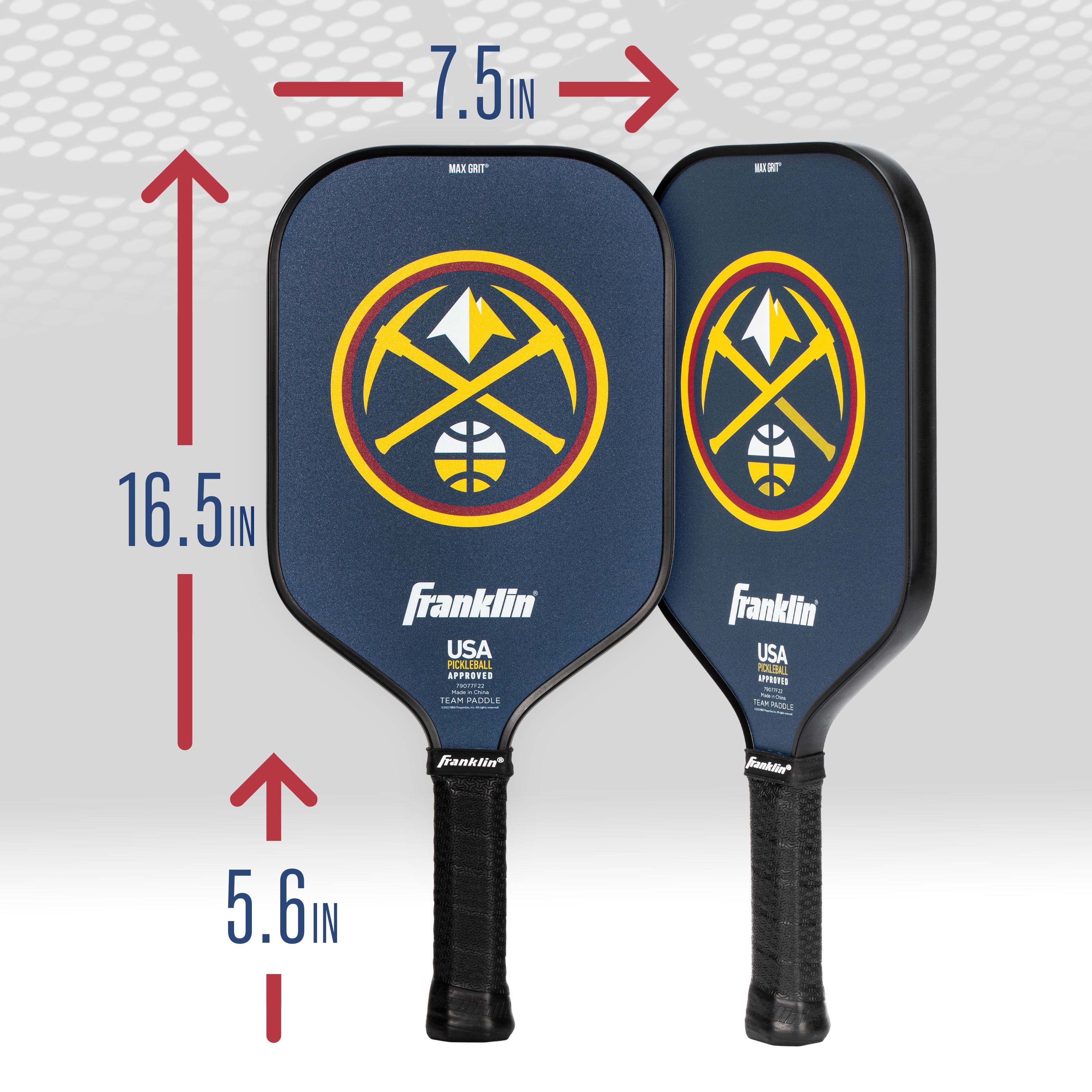 Franklin Sports NBA Denver Nuggets Pickleball Paddle - Official NBA Team Pickleball Paddles - USAP (USAPA) Approved Premium Quality Pickleball Paddles - Authentic Team Logos + Colors
