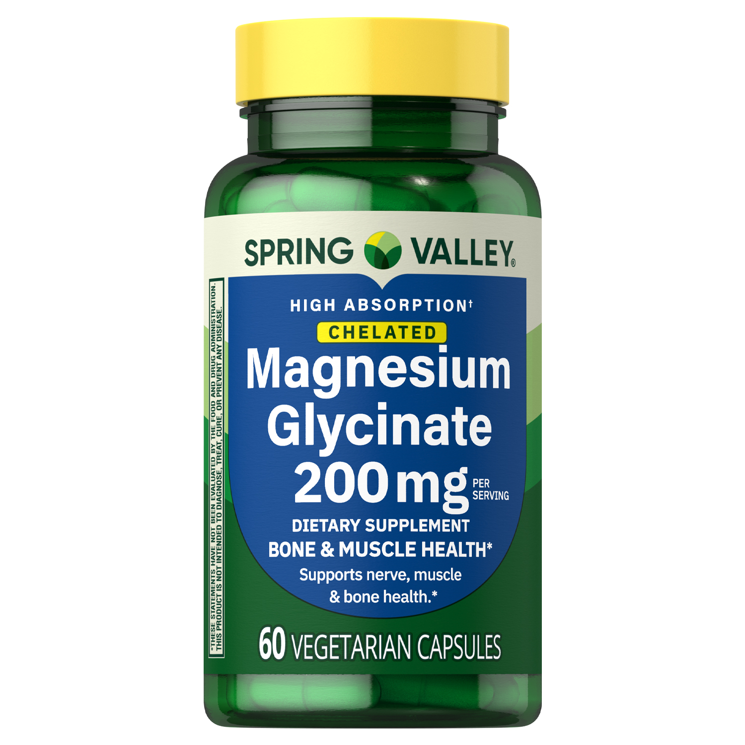 Spring Valley Magnesium Glycinate 200 mg Capsules, Supports Bone & Joint Health