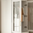 thumbnail image 2 of OXYLIFE Wardrobe Armoire Closet with Glass Doors, 3 Drawers and Hanging Rod, White, 2 of 7