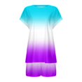 thumbnail image 5 of Women Shorts Sets Outfits Everyday Wear Stylish Short Sleeve Gradient Tshirt Active Drawstring Shorts Sporty Suit Summer Outfits For Women Dark Purple XXL, 5 of 6