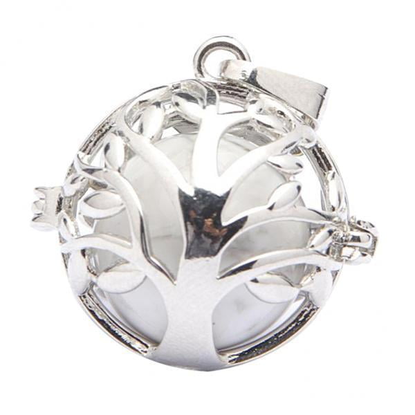2 Colgantes de Medallón de Jaula de de Cobre de árbol de La Vida para Collar, Pulsera, Color Blanco Yuyangstore Colgante de jaula de cuentas