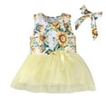 thumbnail image 2 of XMMSWDLA Toddler Girl Clothes Kids Baby Girls Cute Summer Sleeveless Flowers Print Mesh Bow Dress Skirt Suit, 2 of 8