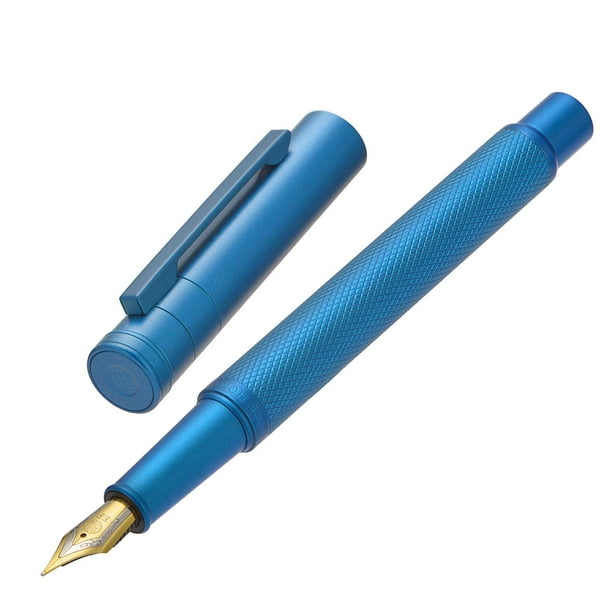 Pluma estilográfica Asvine Blue Forest con punta extrafina con funda