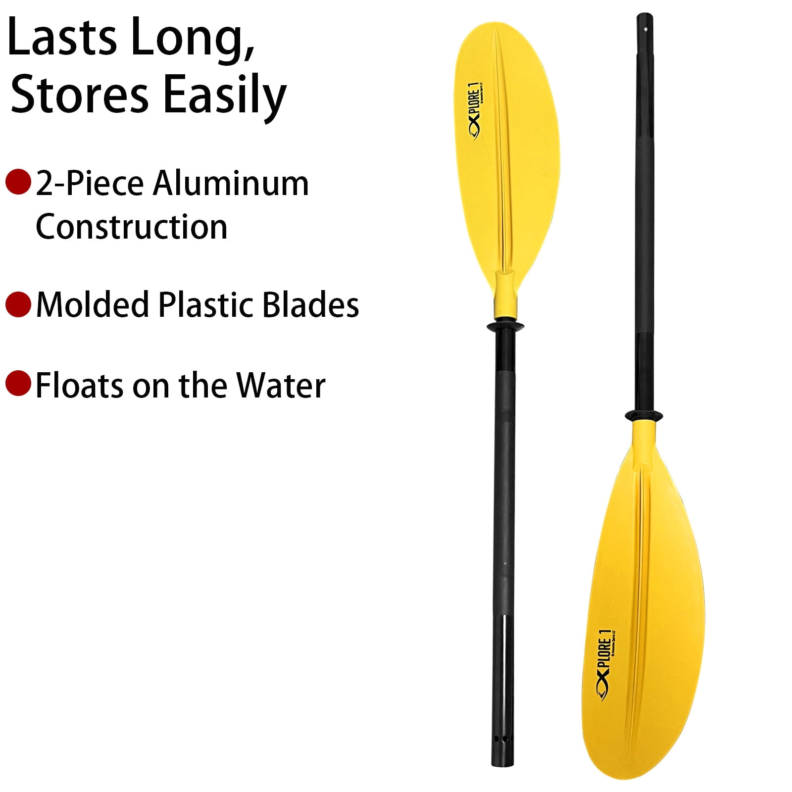 ISURE MARINE Yellow Oar, Two-section Double-bladed Paddle, Canoe Paddle, Yacht Paddle, Marine Hardware for Kayaks
