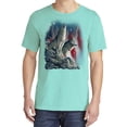 thumbnail image 2 of Wild Bobby, Howling Wolves into The Night Sky with Stars and Stripes, Animal Lover, Garment-Dyed Washed Look Short Sleeve T-Shirt, Mint, X-Large, 2 of 3