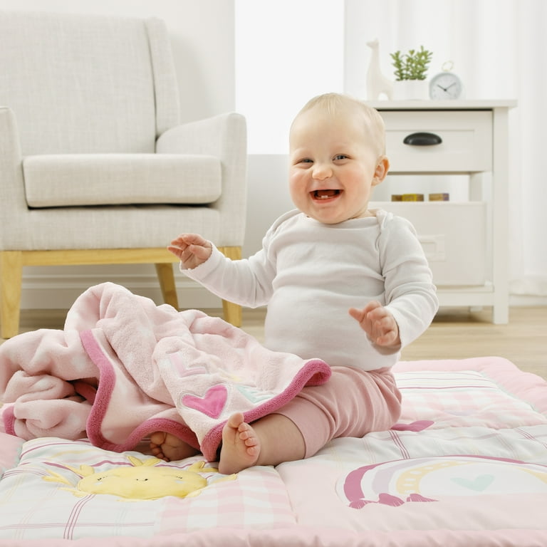 Parent s Choice Pink White Love Appliqued Plush Baby Blanket Infant Girl 30 x 40 Walmart