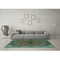 thumbnail image 3 of Ahgly Company Indoor Round Persian Turquoise Blue Traditional Area Rugs, 6' Round, 3 of 4