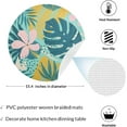 thumbnail image 2 of GZHJMY Round Braided Placemats Palm Leaf Hawaii Flowers Round PVC Woven Place Mats Indoor Washable for Kitchen Dining Tables 15 inch Heat Resistant Round Table Mats, 2 of 7