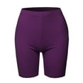 thumbnail image 2 of A2Y Women's Basic Solid Premium Cotton Mid Thigh High Rise Biker Bermuda Shorts Dark Plum M, 2 of 5
