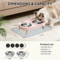 thumbnail image 4 of Elevated Cat Bowls with Food Mat, Splash Proof Anti Vomiting Raised Cat Food and Water Bowl Set, 2 Stainless Steel Dishes for Cats and Puppy, Pet Bowl for Indoor Cats White, 4 of 6