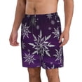 thumbnail image 2 of Kdxio Snowflake Gradient Purple Pattern Mens Casual Shorts - Drawstring Summer Beach Sports Shorts for Men, 2 of 9