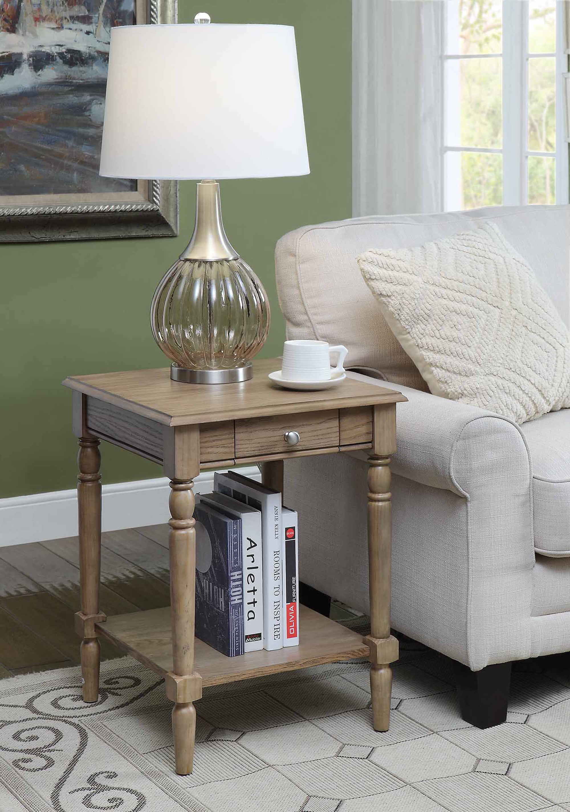 Convenience Concepts French Country End Table with Drawer and Shelf