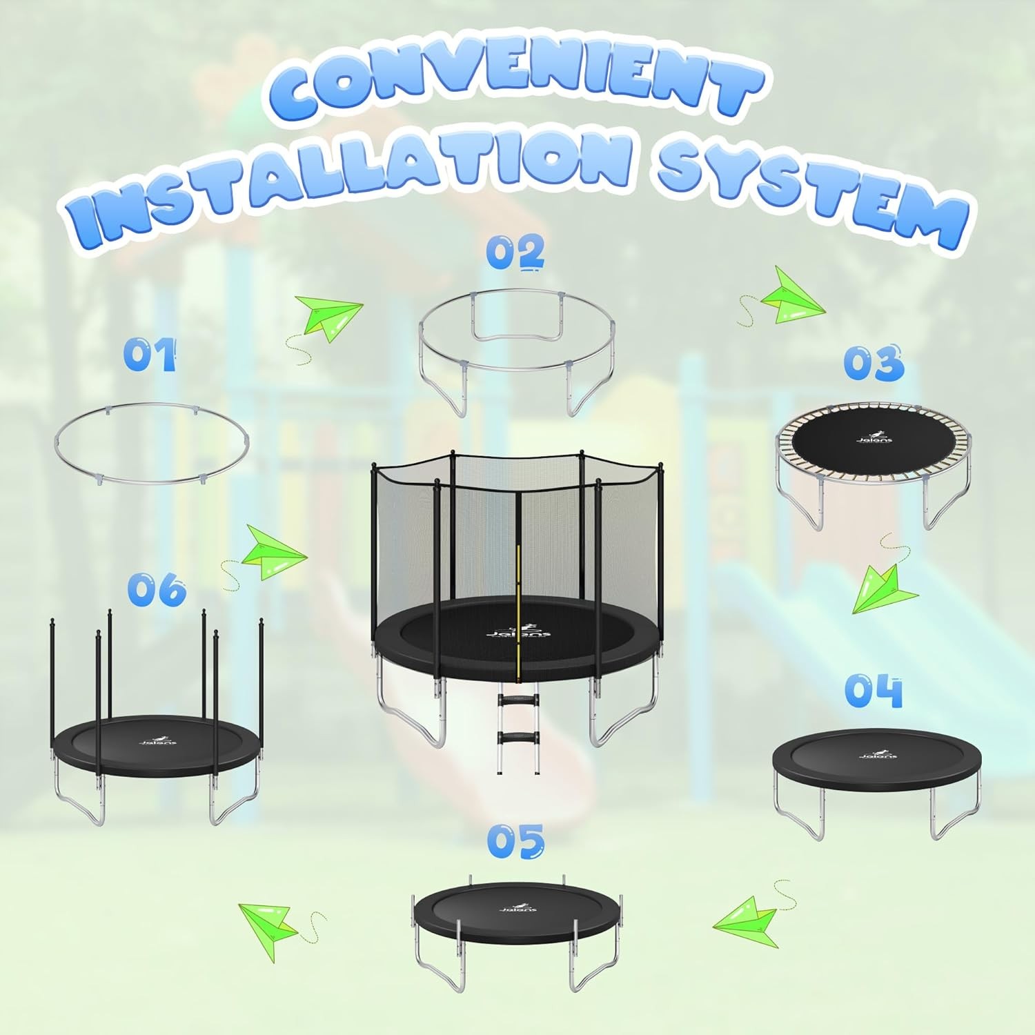 Outdoor Trampolines 8ft 10ft 12ft 14ft 15ft,Exercise Trampolines with Enclosure Net and Ladder,Recreational Anti-Rust Trampolines for Kids and Adults