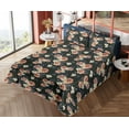 thumbnail image 4 of Ambesonne Floral Fitted & Flat Sheet with Shams 4 Pcs Set, Botanical Garden of Love Art, Queen, Charcoal Grey Orange Blue, 4 of 5