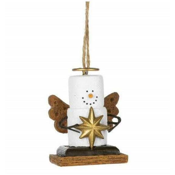 Ganz Smores Angel Snowman Resin Holiday Christmas Ornament, 2.5"