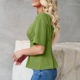 thumbnail image 5 of Pounoo Women's T-Shirts Short Sleeve Crew Neck Cinched Waist Tops Casual Daily Wear Soft Fabric Relaxed Fit Shirts, 5 of 8