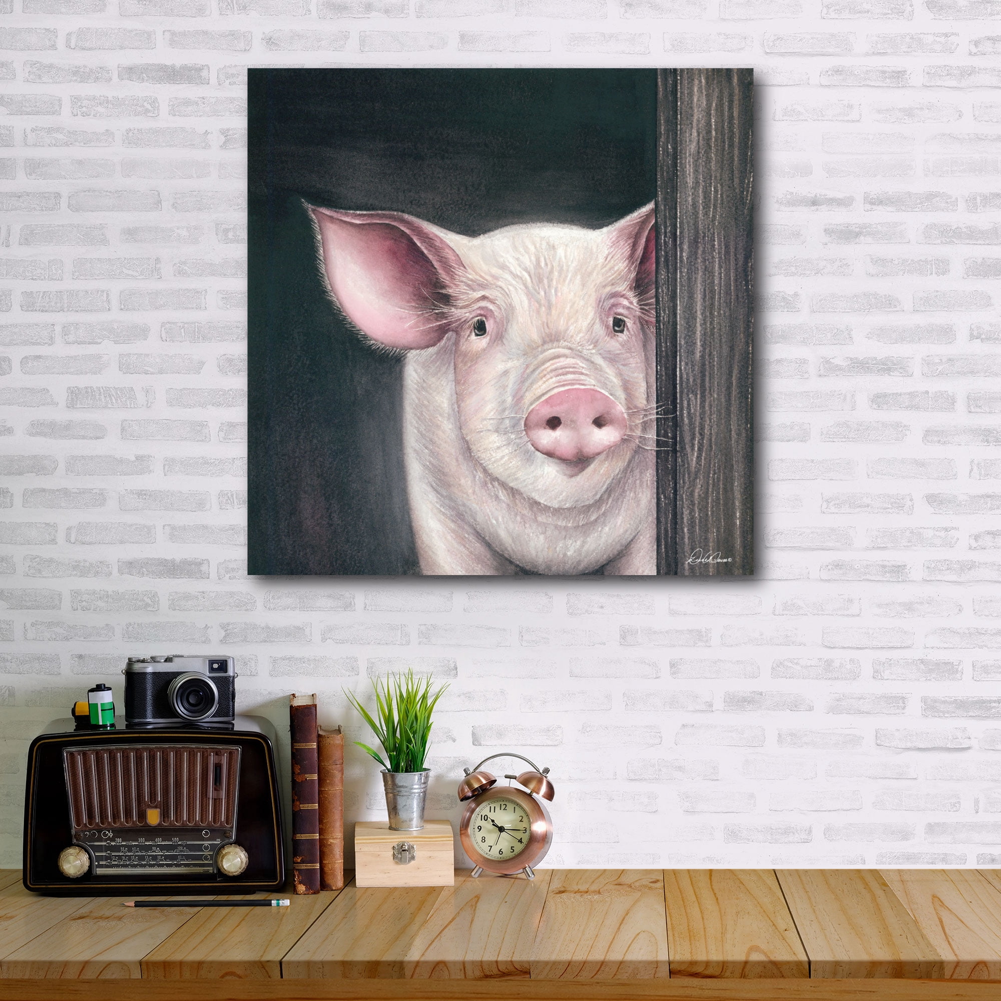 Courtside Market Farm Animal - Pig Gallery-Wrapped Canvas Wall Art, 16x16