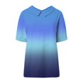 thumbnail image 4 of Women Summer Tops Summer Ladies Elegant Lapel Crewneck Linen Shirt Printed Loose Pullover Vintage Casual T Shirt Oversized Long Tops Blouse Short Sleeve Women's Lace And Blouses Plain Blue 4XL, 4 of 5