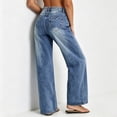 thumbnail image 4 of JOANKDMI Bootcut Jeans for Women Vintage Baggy Wide Leg Washed Button Fashion Bottoms Casual Classic Versatile Summer Denim Pants with Pockets, 4 of 8