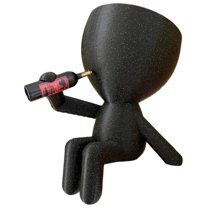 3DCustomPrintsUS - Wine Lovers Gift Idea, Wine Bar Decor, People Planter Wine Bottle, Boho Decor, Shelf Decor, Succulent Planter, Cute Planter Wine O'clock Twinkling Black