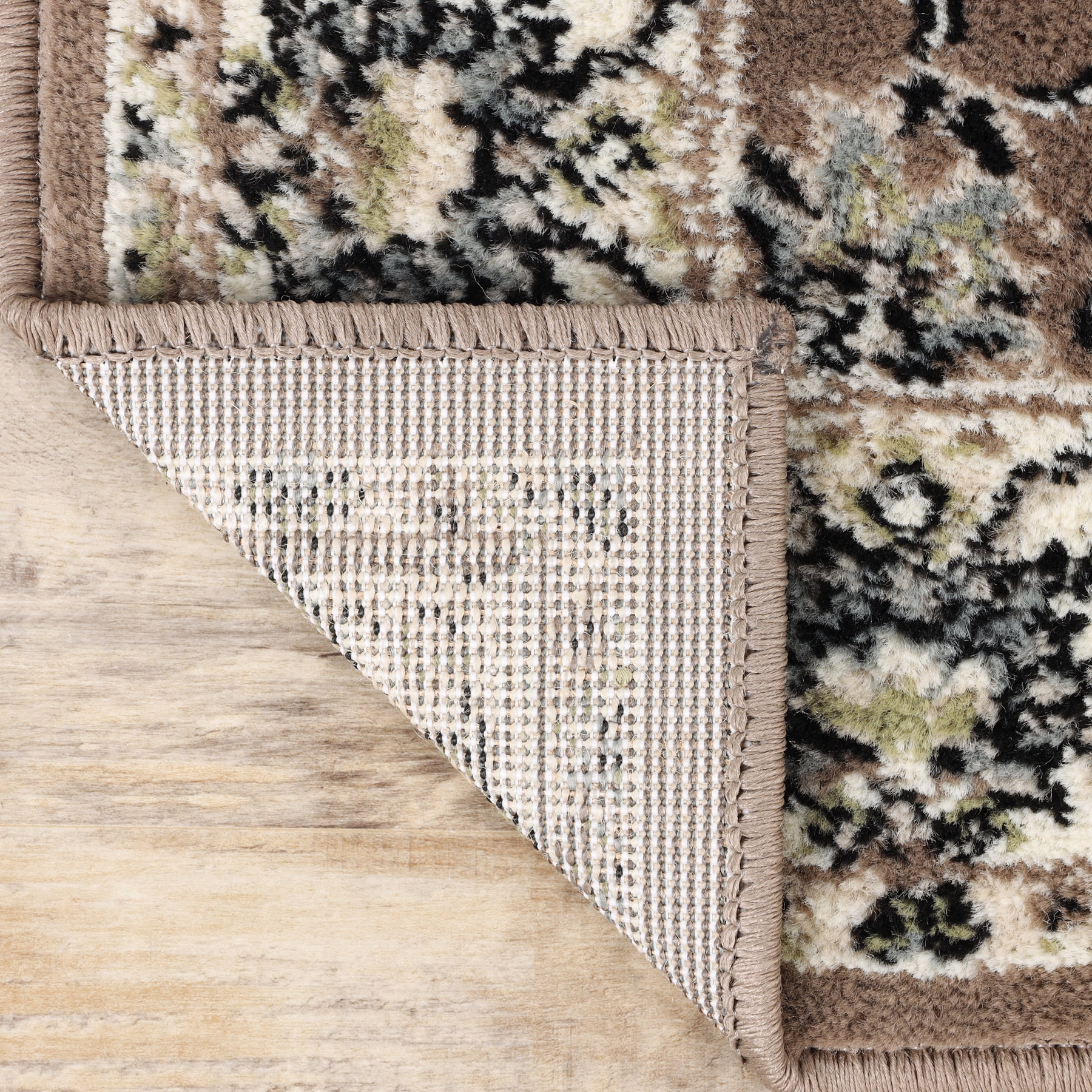 Superior Lille Traditional Floral Indoor Runner Rug, Brown, 5' x 8'