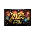 thumbnail image 1 of 2025 New Year Banner Decoration 115x180cm Polyester Fabric Festive Party Background with Metal Rings, 1 of 3
