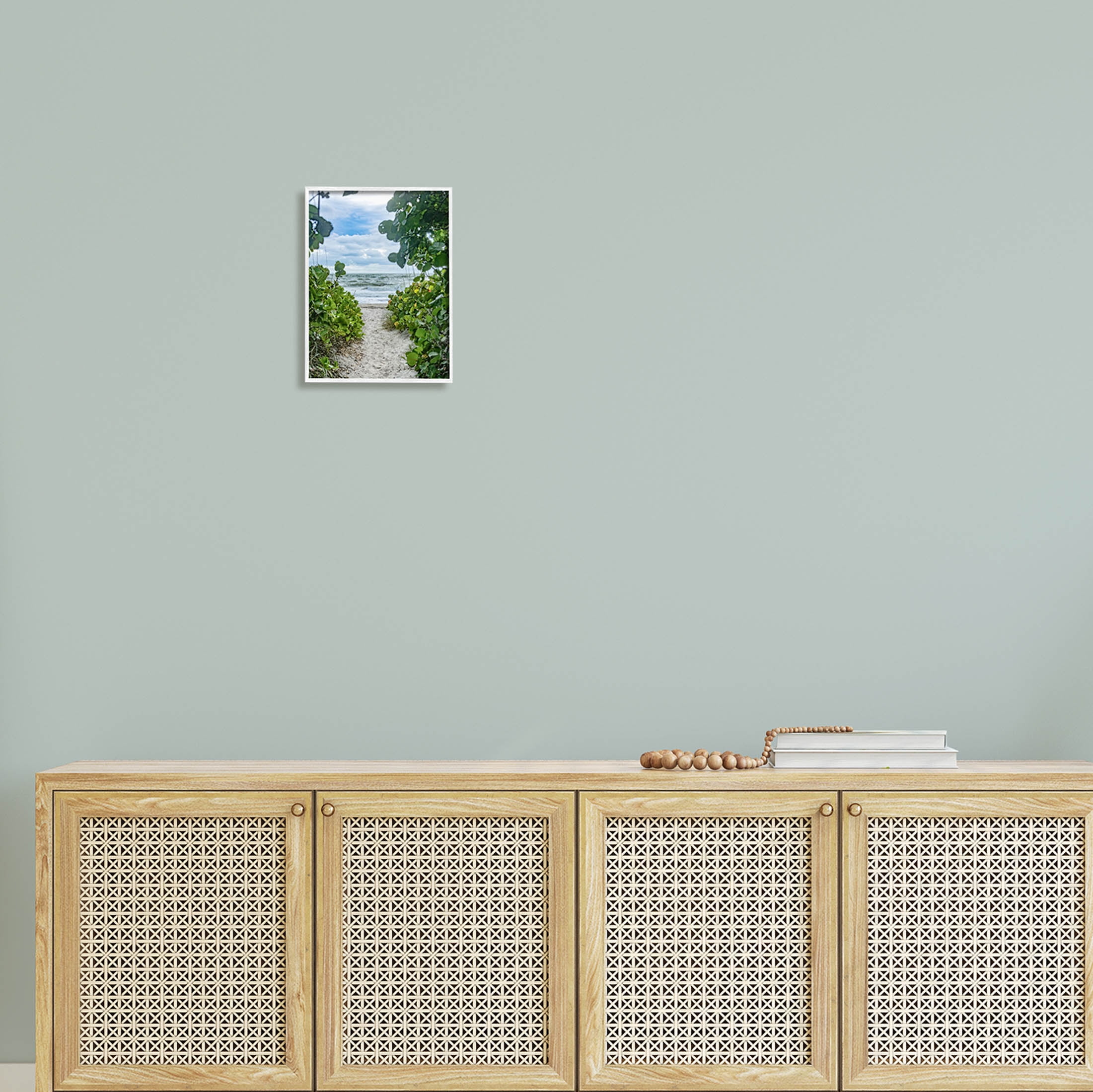 Stupell Industries Overhanging Beach Greenery Plants Path Photograph White Framed Art Print Wall Art, Design by Mary Lou Photography