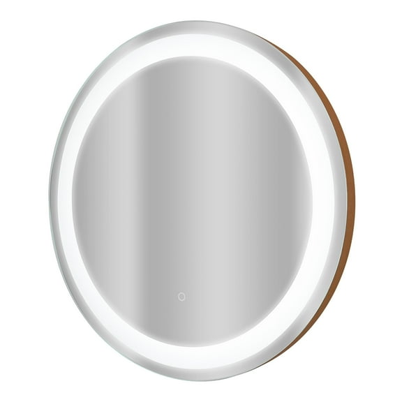 Copper Framed Bathroom Lighted Vanity Tri-Color Dimming Round LED Wall Mirror - 31" x 31"