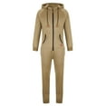 thumbnail image 4 of YLSDY Men's Fleece Lined Hooded Jumpsuit Zip Up One Piece Pajamas Playsuit Jogger Sweatsuit Overall Romper Beige 4, 4 of 6