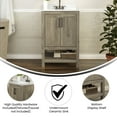thumbnail image 4 of BizChair 24 Inch Bathroom Vanity with Sink Combo, Storage Cabinet with Soft Close Doors and Open Shelf, Carrara Marble Finish Countertop, Brown/White, 4 of 12