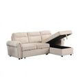 thumbnail image 4 of Ashton Beige Velvet Fabric Reversible Sleeper Sectional Sofa Chaise, 4 of 5