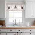 thumbnail image 3 of Farmhouse Valance Curtains for Kitchen/Living Room/Bathroom/Bedroom Window, Rod Pocket Small Topper Half Short Window Curtains Voile Sheer Scarf, Rustic Brown Country Star Barn Berry Wooden 54"x18", 3 of 8