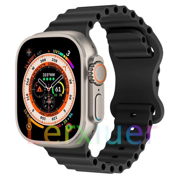 LEIXIUER Ocean Silicone Bands Compatible with Apple Watch Band 49mm 45mm 44mm 42mm 41mm 40mm 38mm, Breathable Sport Strap Adjustable Wristband for iWatch Ultra Series 9/8/7/SE/6/5/4/3/2/1 Women Men