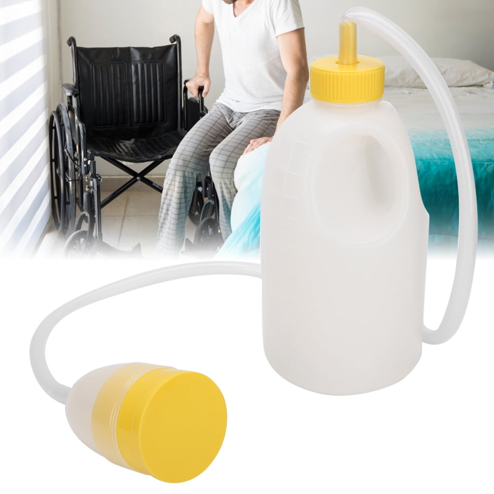 Mgaxyff Men Male Urinal Pee Bottle Elderly Bedridden Patients Potty with Pipe 1700ML,Pee Bottle,Urinal