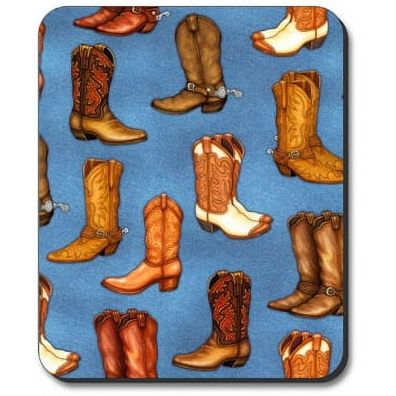 Art Plates Mouse Pad - Cowboy Boots - Denim