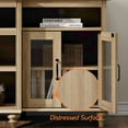 thumbnail image 4 of Oak TV Stand for TVs Up to 75 inch, 4-Door Glass Farmhouse TV Console with 9 Storage Cabinets, 70'', 4 of 8