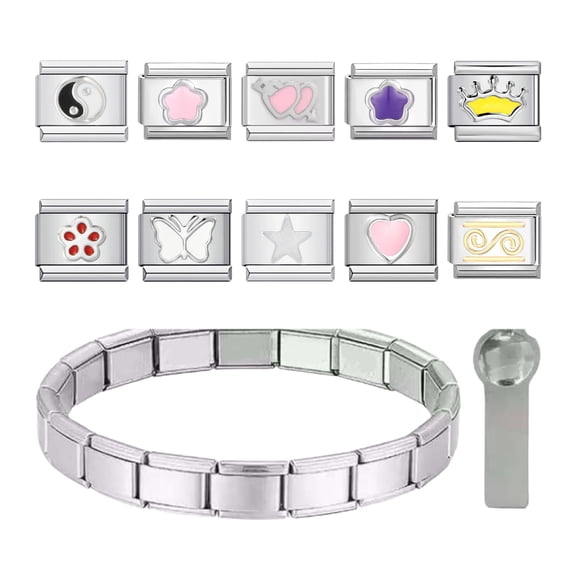 Elegant Stainless Steel 9mm Italian Charm Links for Women Men Youth Interchangeable Modules