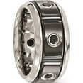 thumbnail image 5 of Black Ti Stainless Steel Silver Bezel Black Spinel Ring, 5 of 5