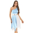 thumbnail image 4 of DOOMIVA Women's Praise Dance Dress One Shoulder Lyrical Worship Liturgical Party Dance Dress Light Blue L, 4 of 6